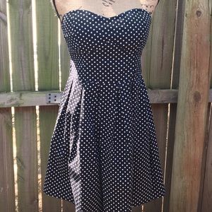 Rue 21 black skater dress with white polka dots